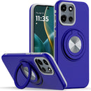 Moto G Stylus 5G 2025 Metal CD Pattern Matte Finished Hybrid with Rotational Ring [Car Mount Friendly] Case - Blue