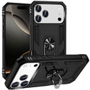 For iPhone 17 Pro Max Ring Magnetic Kickstand Hybrid Case Cover - Black