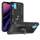 For iPhone 15 Ring Magnetic Kickstand Hybrid Case Cover - Black