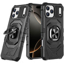 For iPhone 17 Pro Robotic Hybrid with Magnetic Ring Stand Case Cover - Black