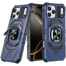 For iPhone 17 Pro Robotic Hybrid with Magnetic Ring Stand Case Cover - Dark Blue