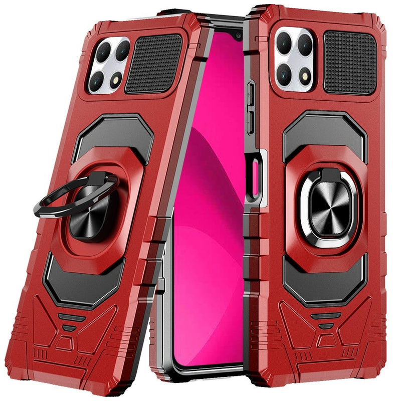 REVVL 7 5G Robotic Hybrid with Magnetic Ring Stand Case Cover - Red