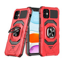 For iPhone 15 Pro Robotic Hybrid with Magnetic Ring Stand Case Cover - Red
