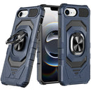 iPhone 16E (E edition) / SE4 (2025) Robotic Hybrid with Magnetic Ring Stand Case Cover - Dark Blue