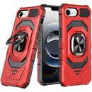 iPhone 16E (E edition) / SE4 (2025) Robotic Hybrid with Magnetic Ring Stand Case Cover - Red