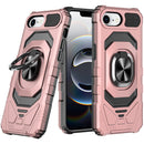 iPhone 16E (E edition) / SE4 (2025) Robotic Hybrid with Magnetic Ring Stand Case Cover - Rose Gold