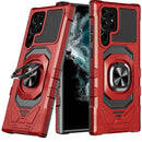 For Samsung S23 Ultra Robotic Hybrid with Magnetic Ring Stand Case Cover - Red