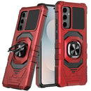 For Samsung s26 Robotic Hybrid with Magnetic Ring Stand Case Cover - Red