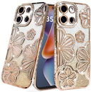 For Moto G 5G 2025/2026 - G Play 2026 - Shimmer Glitter Floral Design Thick TPU Case Cover - Gold