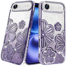 iPhone 17 Air Air Shimmer Glitter Floral Design Thick TPU Case Cover - Purple