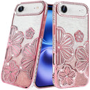 iPhone 17 Air Air Shimmer Glitter Floral Design Thick TPU Case Cover - Rose Gold