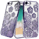 For iPhone 17E / 16E / SE4 Shimmer Glitter Floral Design Thick TPU Case Cover - Purple