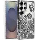 Samsung s26 Ultra Shimmer Glitter Floral Design Thick TPU Case Cover - Black