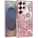 Samsung s26 Ultra Shimmer Glitter Floral Design Thick TPU Case Cover - Rose Gold