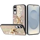 Samsung Galaxy s25 Edge SPLENDID Diamond Glitter Ornaments Engraving Case Cover - Enchanted Butterfly Gold
