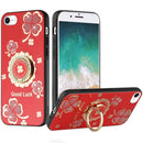 iPhone 16E / SE4 SPLENDID Diamond Glitter Ornaments Engraving Case Cover - Good Luck Floral Red