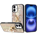 iPhone 17 SPLENDID Diamond Glitter Ornaments Engraving Case Cover - Enchanted Butterfly Gold