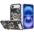 iPhone 17 Air Splendid Glitter with Diamonds All Around Edges Ring Stand Case Cover - Black