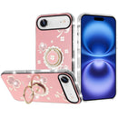 iPhone 17 Air Splendid Glitter with Diamonds All Around Edges Ring Stand Case Cover - Pink