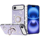 iPhone 17 Air Splendid Glitter with Diamonds All Around Edges Ring Stand Case Cover - Purple