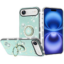 iPhone 17 Air Splendid Glitter with Diamonds All Around Edges Ring Stand Case Cover - Teal