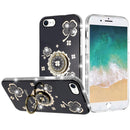 iPhone 16E / SE4 Splendid Glitter with Diamonds All Around Edges Ring Stand Case Cover - Black
