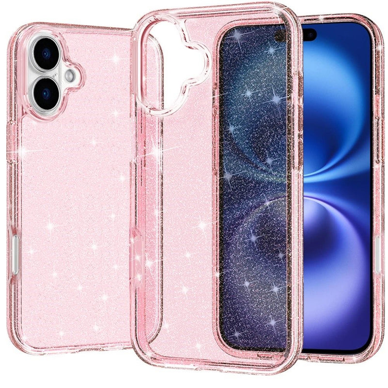 iPhone 17 Glitter Ultra Thick 3mm Transparent Hybrid Case Cover - Pink