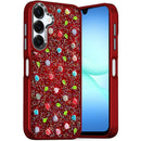 For Samsung A17 5G Stick-On Embedded Glass Diamonds of Colorful Floral Arrangement HQ Hybrid Case - Red