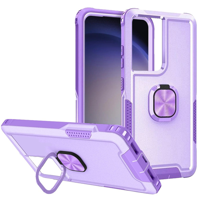 Samsung Galaxy s24 Ultra 5G Superior 3in1 Magnetic Ring Stand Case Cover - Bright Purple