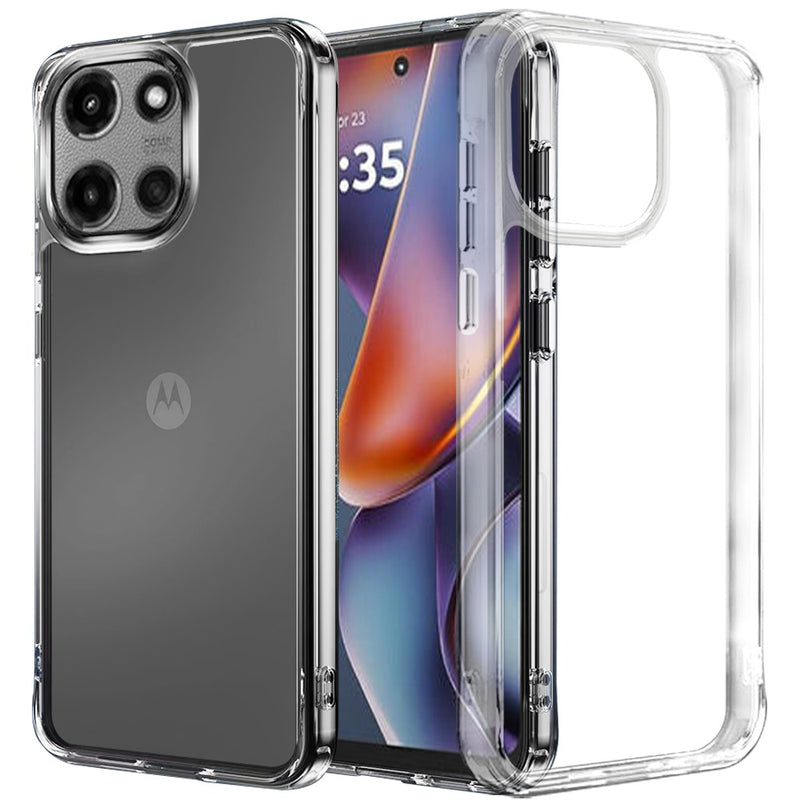 Motorola Moto G 5G 2025 PURE CRYSTAL Transparent Thick 2.0mm ShockProof Chromed Buttons Case Cover - Clear