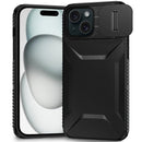 For iPhone 15 Ultimate U Design Hybrid with Camera Window Covering - Black