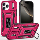 iPhone 17 Pro Max Utter Tough Metal Ring Movable Camera Window Hybrid Case Cover - Hot Pink