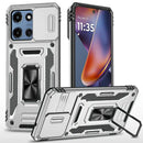 For Moto G 5G 2025/2026 - G Play 2026 - Utter Tough Metal Ring Movable Camera Window Hybrid Case Cover - Silver