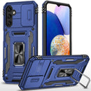 For Samsung A14 5G Utter Tough Metal Ring Movable Camera Window Hybrid Case Cover - Navy blue