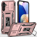 For Samsung A14 5G Utter Tough Metal Ring Movable Camera Window Hybrid Case Cover - Rose Gold