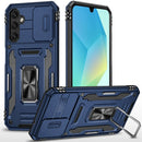 For Samsung A16 5G Utter Tough Metal Ring Movable Camera Window Hybrid Case Cover - Navy blue