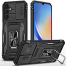 Samsung A15 5G Utter Tough Metal Ring Movable Camera Window Hybrid Case Cover - Black