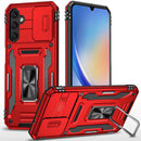 Samsung A15 5G Utter Tough Metal Ring Movable Camera Window Hybrid Case Cover - Red