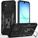 For Samsung A17 5G Utter Tough Metal Ring Movable Camera Window Hybrid Case Cover - Black
