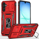 For Samsung A17 5G Utter Tough Metal Ring Movable Camera Window Hybrid Case Cover - Red