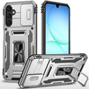 For Samsung A17 5G Utter Tough Metal Ring Movable Camera Window Hybrid Case Cover - Silver