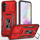 Samsung Galaxy A36 Utter Tough Metal Ring Movable Camera Window Hybrid Case Cover - Red