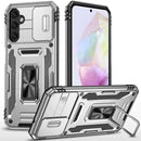 Samsung Galaxy A36 Utter Tough Metal Ring Movable Camera Window Hybrid Case Cover - Silver
