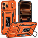 For Apple iPhone 18 Pro Max Utter Tough Metal Ring Movable Camera Window Hybrid Case Cover - Cosmic Orange