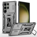 For Samsung S23 Ultra Utter Tough Metal Ring Movable Camera Window Hybrid Case Cover - Gray