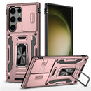 For Samsung S23 Ultra Utter Tough Metal Ring Movable Camera Window Hybrid Case Cover - Rose Gold