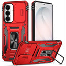 For Samsung Galaxy s26 FE Utter Tough Metal Ring Movable Camera Window Hybrid Case Cover - Red