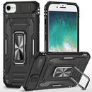 For iPhone 17E / 16E / SE4 Utter Tough Metal Ring Movable Camera Window Hybrid Case Cover - Black