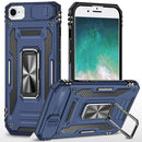 For iPhone 17E / 16E / SE4 Utter Tough Metal Ring Movable Camera Window Hybrid Case Cover - Navy blue