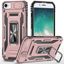 For iPhone 17E / 16E / SE4 Utter Tough Metal Ring Movable Camera Window Hybrid Case Cover - Rose Gold